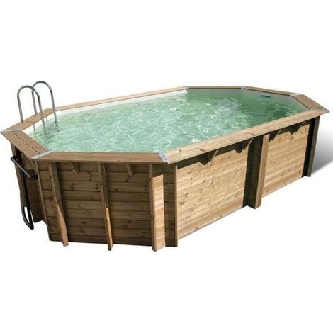 Ubbink – Piscine bois hors sol 400x610cm – H120cm – Structure bois traité – Installation hors-sol, semi-enterrée ou enterrée