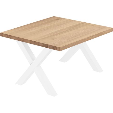 LAMO Manufaktur Esstisch Küchentisch, 60x60x47 cm (AxBxH), Design, Natur / Weiss, LKG-01-A-002-9016D