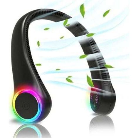 Ventilateur de cou portable, sans pale, puissant et silencieux, avec batterie rechargeable 4000 mAh, 3 vitesses réglables, alimenté par USB, idéal pour l’extérieur, le camping, le bureau et le voyage (1/4)