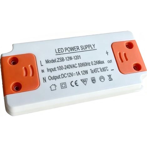 Transformateur 220V 12V LED 12W, Convertisseur Tension Constante AC DC 1A, Alimentation Ultra Mince pour Éclairage Intérieur, Spots Encastrés, Rubans et Ampoules G4 MR16 GU5.3 (1/5)