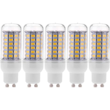 Lot de 5 ampoules LED GU10 10W 5730 SMD 69, type « maïs lumineux », à économie d'énergie, éclairage 360°, 200-240V, blanc chaud (1/5)