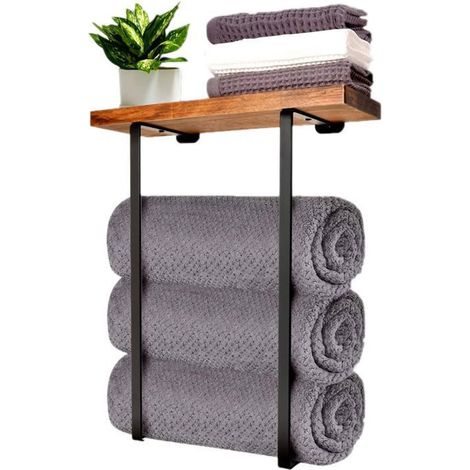 1 Porte-serviettes mural, grand rangement en acier inoxydable, support pour serviettes roulées, salle de bain moderne (1/4)