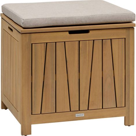 Cassapanca 100l con sedile lodgia beige acacia - Hespéride