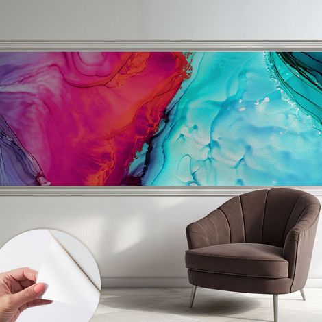 Selbsthaftend Tapete für Wohnzimmer Schlafzimmer Küche - Wanddekoration Farbenfrohe Welle 250x104 cm (1/5)
