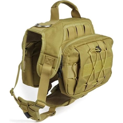 Filiyano – Sac à dos tactique pour animaux de compagnie, harnais pour chien avec 2 poches latérales spacieuses, harnais tactique pour chien, 61-83 cm (1/4)