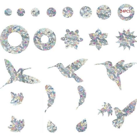 Bird Collision Protection Window Stickers, Silhouette Pattern Anti-Collision Window Stickers for Glass Doors to Protect Against People and Birds, 24 Pieces (1/5)
