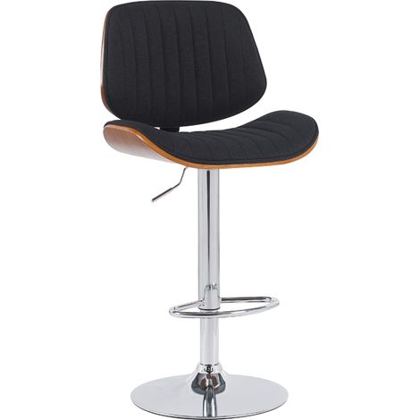 Sgabello da bar x1 stile retrò-moderno seduta in tessuto nero struttura in legno di noce e metallo cromato 100006203