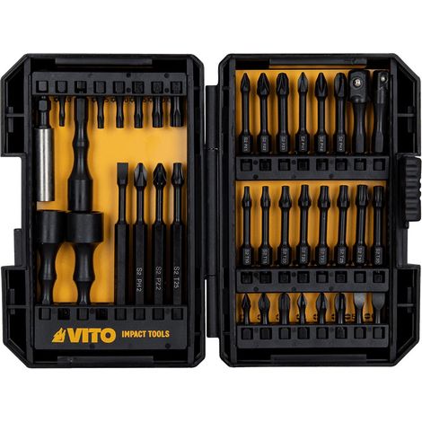 Coffret de 38 Embouts pour Visseuse à choc Acier JR Chrome vanadium VITO (1/3)