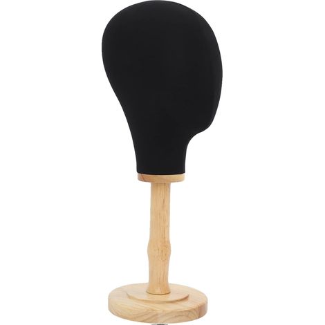 Testa di manichino, base in legno massello, design da tavolo, nera (1/2)