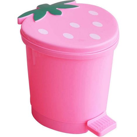 Poubelle grande capacité, bonne résistance au poids, forme exquise, décorative en plastique, style fraise (1/4)