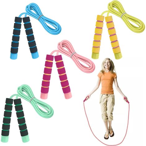 Lot de 4 cordes à sauter réglables pour enfants, étudiants et adultes, corde à sauter de fitness pour l'extérieur, les fêtes, les exercices physiques (1/5)