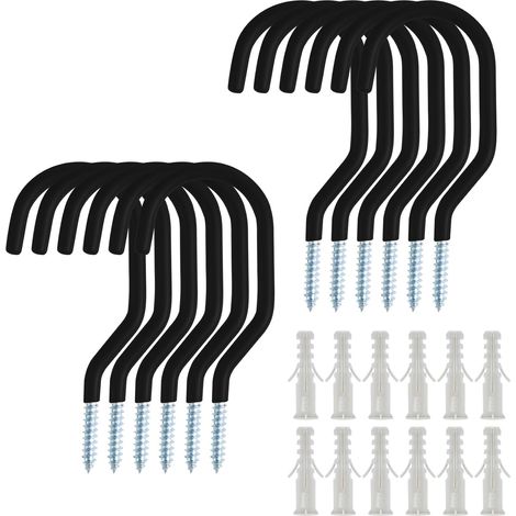 12pcs Crochets de vélo, crochets de rangement de vélo, crochet à vis de vélo de couverture de support de vélo avec 12 tubes d’expansion pour remise, garage, jardin