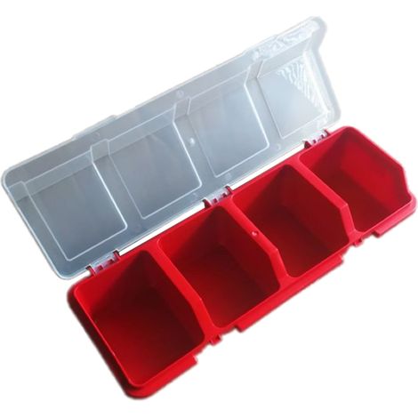 Boîte De Rangement Pour Pièces - 4 Compartiments - Plastique Transparent Avec Couvercle - 31 X 11,5 X 6,5 Cm - 1 Unité (1/5)