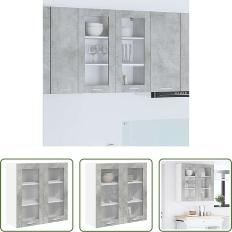 vidaXL Beton Grau -  Hängeschrank mit Tür Beton Grau 80 x 31 x 80 cm Holzwerkstoff (1/5)