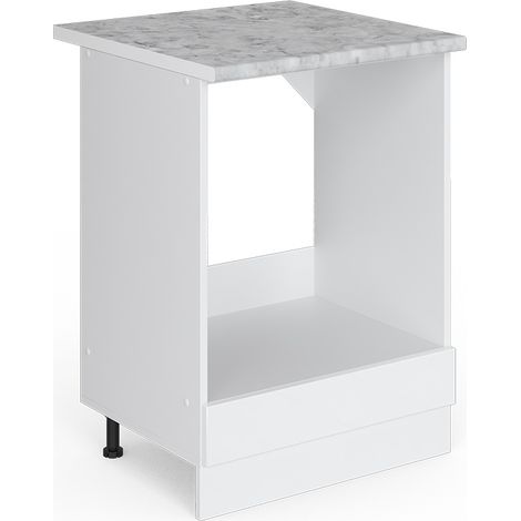 Base universale R-Line, Bianco lucido, 60 cm con ampia nicchia, con piano di lavoro, Vicco