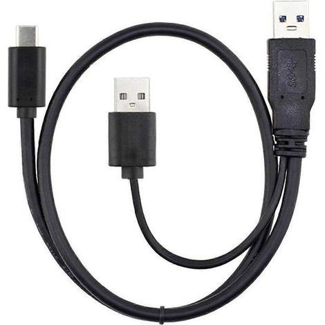 Câble en Y CY UC-125 USB Type-C vers USB 3.0 mâle et USB 2.0 double alimentation et données pour ordinateur portable et disque dur (1/5)