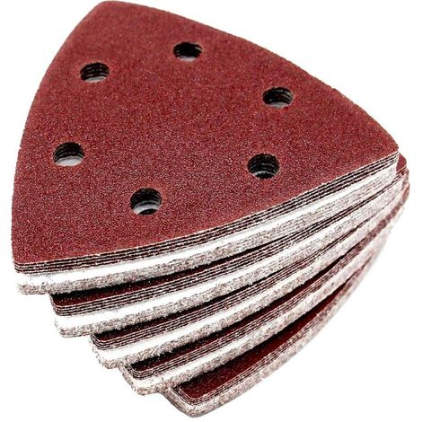Delta-Triangles de Ponçage │ 100 pièces │ 6 trous │ 93 x 93 x 93 mm │ grain 80 │ pour ponceuses delta │ Feuilles Abrasives │ Papier Abrasif (1/5)