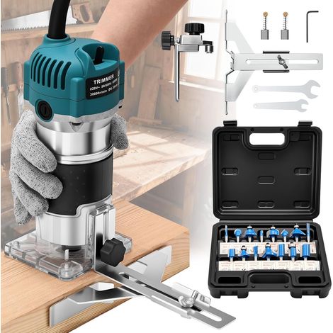 800W 13000-33000RPM Electric Wood Router with 15 1/4" Shank Router Bits for Woodworking (1/5)