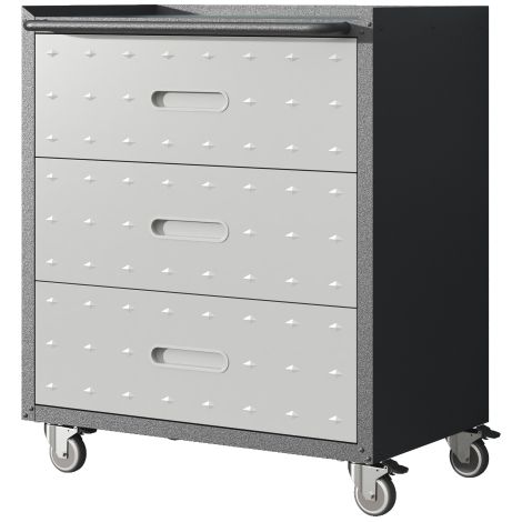 Heavy-Duty Metall-Werkzeugschrank mit Rollen – 3-Schubladen-Tool-Cabinet, 75 × 42 × 88 cm, Schwarz/Grau, für Garage, Büro & Haushalt
On-Site (1/5)