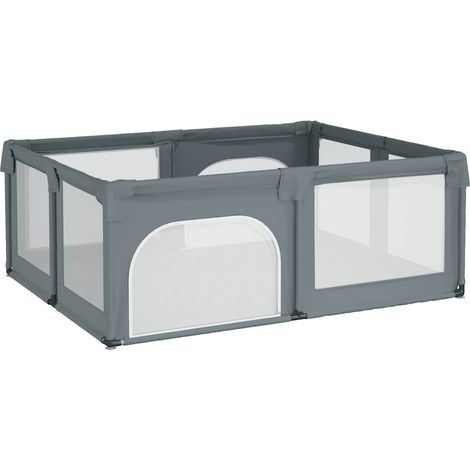 Parc pour bébé avec 2 portes Gris clair Tissu Oxford