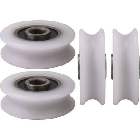 poulies en nylon à gorge en U blanches, 4 x 20 x 6,5-7,4 mm de diamètre intérieur, pour porte coulissante (1/2)