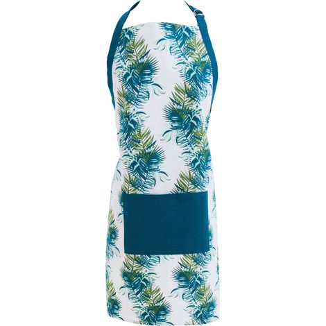 Premier Housewares Winter Palm Apron For Cooking And Baking Kitchen Aprons For Women Men And Teenagers 100% Cotton Aprons With Teal Finish w68 x d1 x h87cm (1/4)