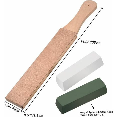 Nazalus-Hot Sale-3-teiliges Leder-Streichriemen-Set, doppelseitiger Leder-Paddel-Streichriemen-Blockierblock mit weiß-grünen Poliermitteln (große Größe)