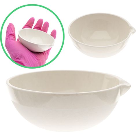 Fuente para cocinar al vapor, cuenco de porcelana, fondo redondo, capacidad 125 ml, con pico vertedor, esmaltada. (1/4)