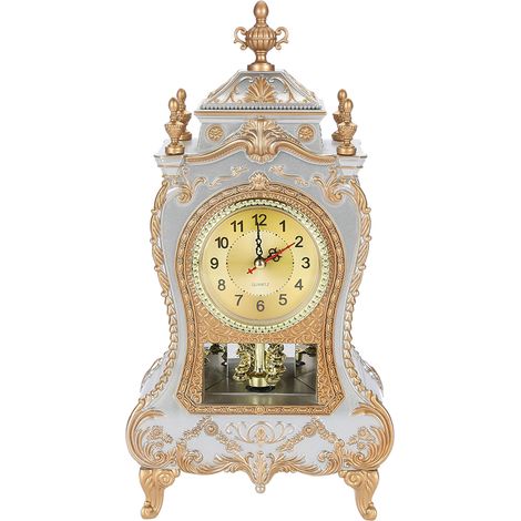 Eosnow Vintage-Stil, Kunststoff-Tischuhr, antikes Zuhause, Hotel, dekorative Schreibtischwecker (weiß)