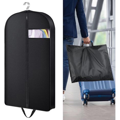 Kleidersack Schwarz,kleidersäcke mit reißverschluss,Staubdicht Anzugtasche mit Klarem Fenster,Kleidersack Reisetasche,Faltbaren Kleiderhülle,für Sakkos Anzug Abendkleider (102 x 60 x 10cm)