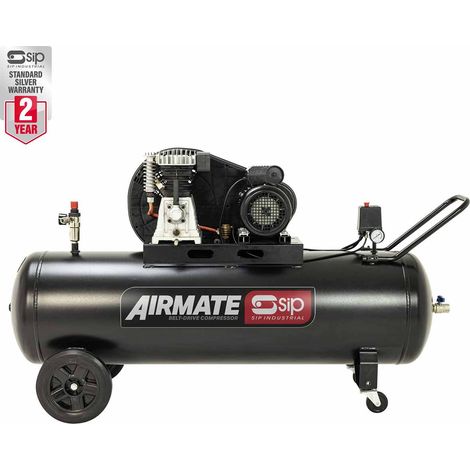 SIP BD 3HP 200 Litre Belt Drive Compressor - L41 x W158 x H82 cm - Black (1/5)