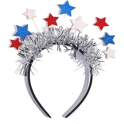 Bandeau du 4 juillet, bandeau pour la fête de l'indépendance, accessoires de cheveux pour fête patriotique, serre-tête à paillettes étoiles rouges, blanches et bleues