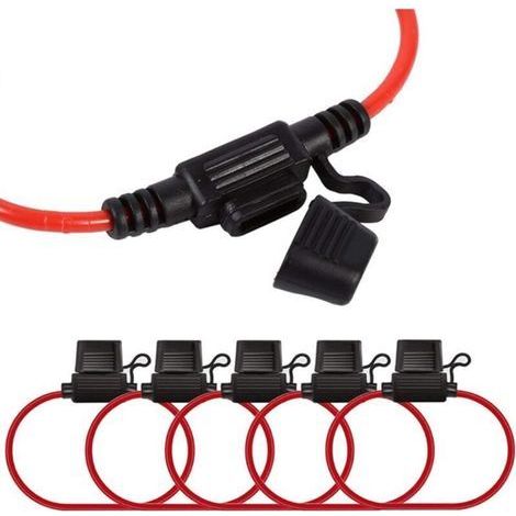 Porte-Fusible à Couvercle Étanche Plastique Lame en Ligne Porte-Fusible Lame Enfichable Porte-Fusibles Convient aux Fusibles Standard Convient aux Camions Voitures Motos Et Camions (6 Pièces32V/30A) (1/5)