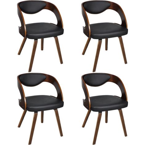 Juego de 4 sillas cocina comedor diseño atemporal madera curvada y sintética marrón CDS021669 (1/5)