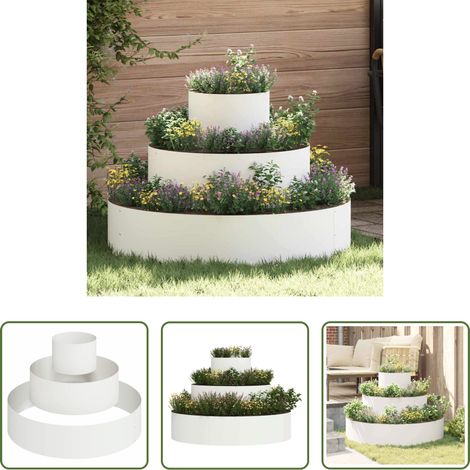 Metallgartenpflanzer - Garten-Pflanzgefäß Weiß 90 x 90 x 20 cm Kaltgewalzter Stahl (1/5)