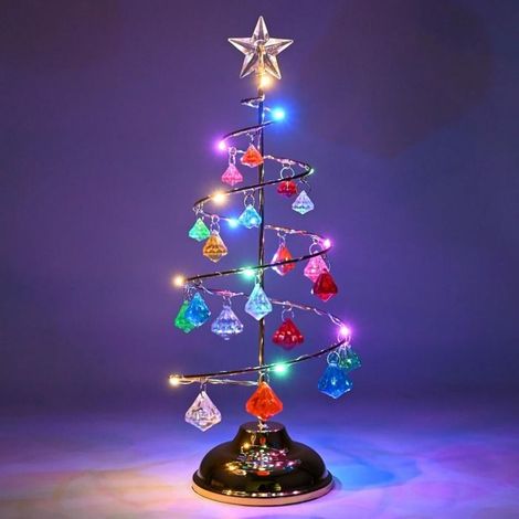 Lumière de Noël Cristal 33 cm, Sapin de Table LED avec Pendentif Cristal, Décoration Maison/Bureau Mariage Fête Hiver(Multicolore) (1/5)