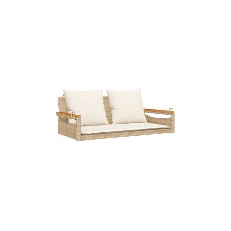 Balancelle avec coussins beige 109x62x40 résine tressée (1/5)