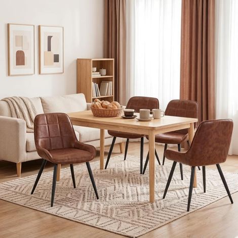 Ensemble de 4 chaises de salle à manger, cuisine et bureau — assise rembourrée haute, design élégant et fonctionnel (1/4)