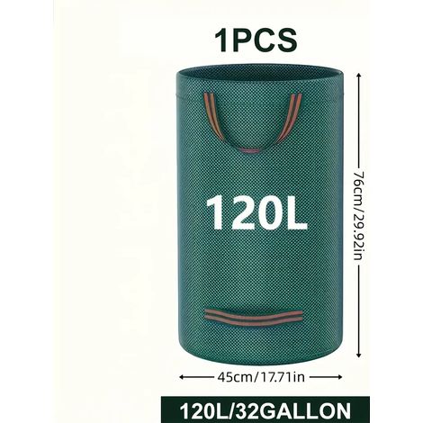 Sacs à déchets de jardin en polypropylène ultra-résistant (120 L) - Sacs réutilisables pour débris végétaux et feuilles, en tissu industriel avec poignées. (1/4)