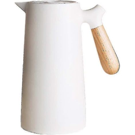 Thermos Pot Double Couche Isolation Thermique Bouilloire Doubleur en Verre Café Avec Poignée en Bois 1000ml (1/3)