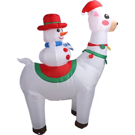 Bonhomme de neige gonflable de 1,8 m sur un alpaga, décoration lumineuse LED pour Noël, prise UE 220 V (1/5)