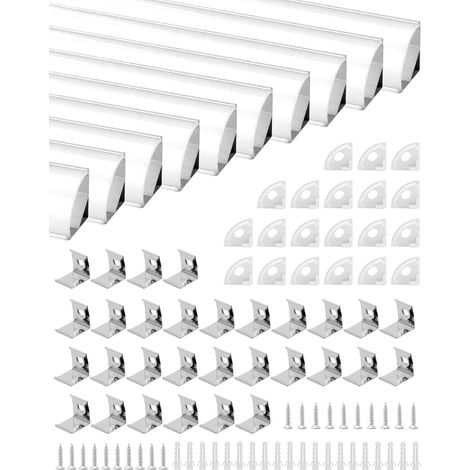 Profilé Aluminium LED en Forme de V 10pcsx1m, Profilé LED Avec Matériel De Montage (1/5)