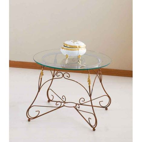 Tavolino Tondo da salotto Piano Vetro Ariel Colori Ferro: Azzurro - Shabby Chic (1/3)