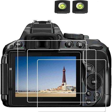 Protector de pantalla D5300 para Nikon D5300, D5600 y D5500 y tapa de zapata, 0,3 mm, dureza 9H, vidrio templado, antiarañazos, antihuellas.