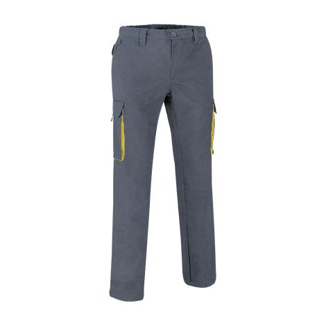 Pantalón de trabajo multibolsillos diseño bicolor Thunder VALENTO S Gris cemento/Amarillo limón