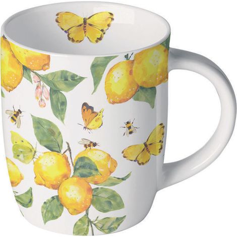 Petit mug citrons et papillons jaunes