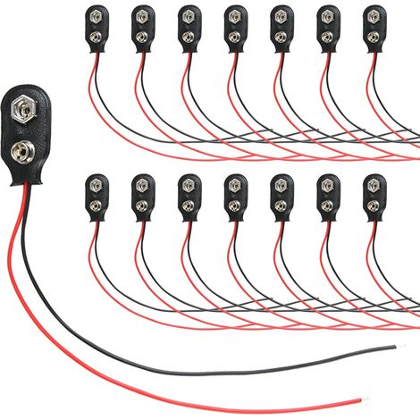 15 Stück 9V Batterie Clip Anschlüss, I-Typ Batterieclip mit 150 mm Kabeln, Rot-Schwarz Draht für Elektronische Projekte, Robuste und Langlebige Kunststoff- und Metallkonstruktion