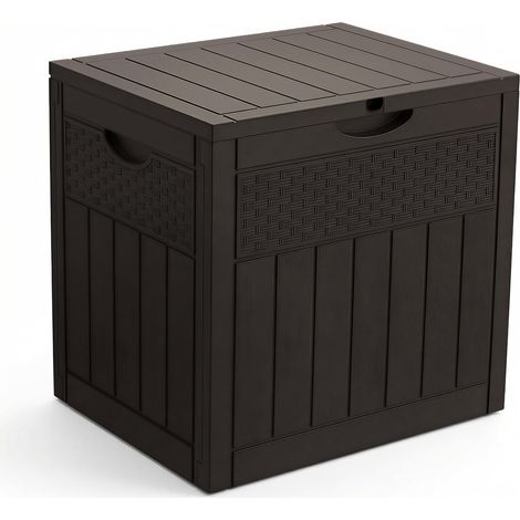 Coffre de Rangement Extérieur 126L Boîte de Jardin Étanche Anti UV Couvercle Verrouillable avec Poignées Encastrées 56 x 43 x 53 cm pour Jardin Terrasse Balcon Piscine Effet Polyrotin Marron (1/5)