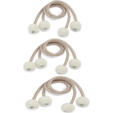 Embrasses à Rideaux,Lot de 6 embrasses magnétiques pour rideaux Accessoires pour Rideaux et Stores,pour la Maison Bureau(Beige) (1/4)