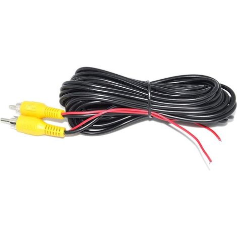 Câble vidéo d'extension RCA avec fils de déclenchement inversé rouges pour caméra de moniteur de vue arrière de voiture Câblage CCTV LED (6 mètres 20 pieds) (1/5)